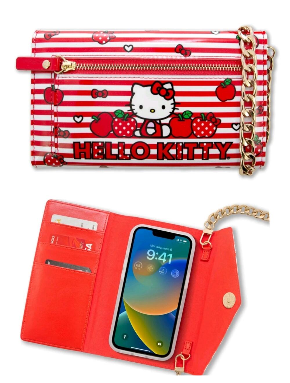 5913( Hello Kitty x Sonix Apples Detachable Wallet & Phone Case Crossbody
